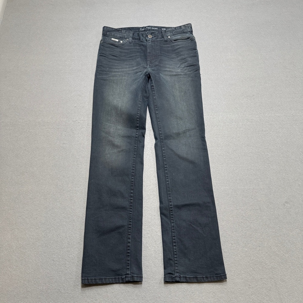 Calvin Klein Jeans Men's 29x30 Black Faded Denim Straight Leg High Rise Whiskers